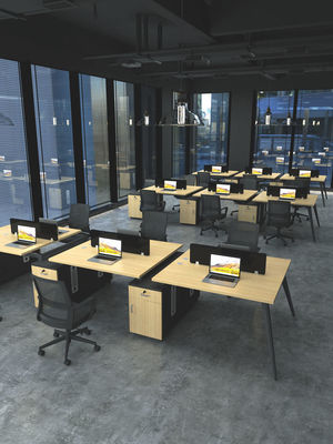 Estação de trabalho de combinação de mesa e cadeira personalizável para 4-6 pessoas para locais de negócios