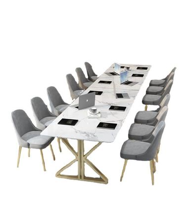 Mobiliário de escritório de luxo escandinavo leve 2 metros Mesa de conferência e secretária de mármore