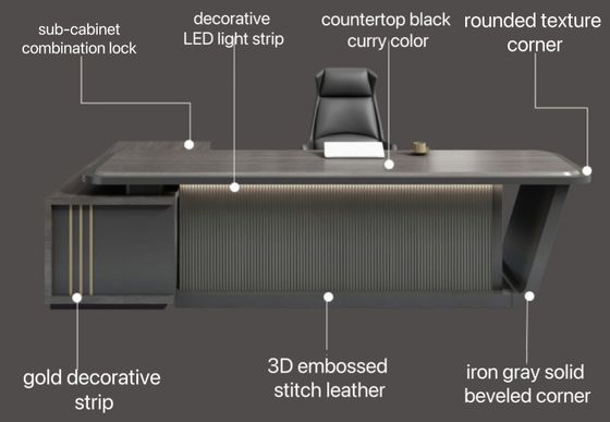 High Tech Negro Chefe Gerente Mesa de escritório e combinação de cadeira para o cliente fornecido