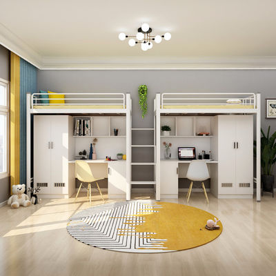 Embalagem de correio Y Modern School Dormitório quarto mobiliário conjunto Loft Metal Bunk Cama Com Mesa