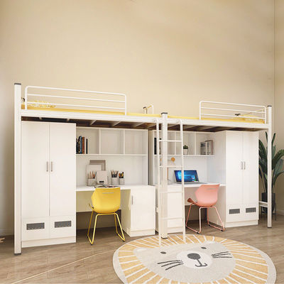 Embalagem de correio Y Modern School Dormitório quarto mobiliário conjunto Loft Metal Bunk Cama Com Mesa