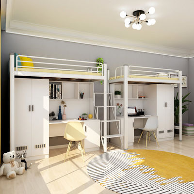 Embalagem de correio Y Modern School Dormitório quarto mobiliário conjunto Loft Metal Bunk Cama Com Mesa