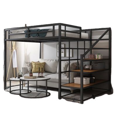 Banister Stairs Double Loft Bed com estrutura de metal e Space Capsule Hotel Bed Cabinet