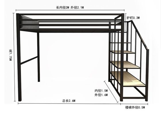 Banister Stairs Double Loft Bed com estrutura de metal e Space Capsule Hotel Bed Cabinet