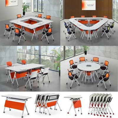 E1 Mesa de Treinamento Móvel Plegavel de Placa de Melamina MDF/MFC para Conferência de Hotel de Escritório