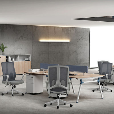 Cadeira de escritório de trabalho executivo com apoio de braço fixo e design ergonômico de aço inoxidável e malha