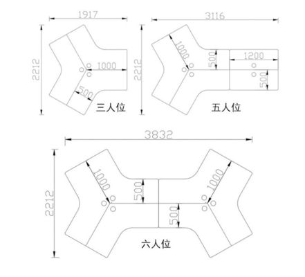 Área de trabalho aberta moderna Estações de trabalho de escritório com mesa personalizável e 2 / 4 / 6 assentos