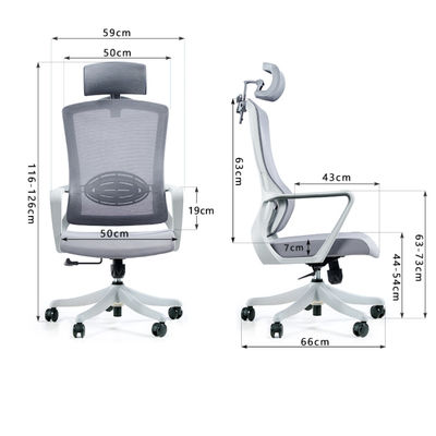 Cadeira de escritório reclinável personalizada de alumínio ergonômico com apoio de pés para estilo contemporâneo