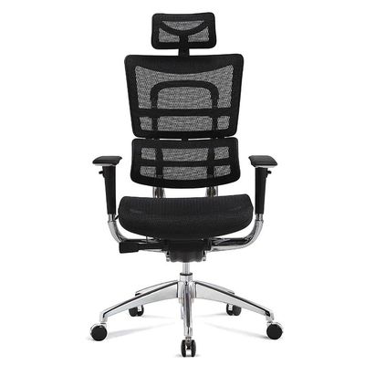 Cadeira ergonômica giratória de base de alumínio ajustável para mobiliário de escritório executivo