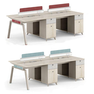 Mobiliário de escritório de sala de estar 4 pessoas Mesa de pessoal com estação de trabalho modular e gaveta