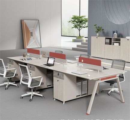 Mobiliário de escritório de sala de estar 4 pessoas Mesa de pessoal com estação de trabalho modular e gaveta