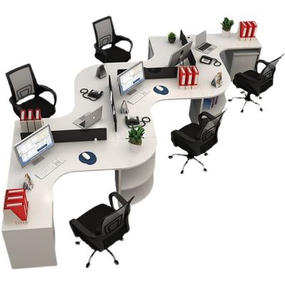 Estação de Trabalho Moderna de Pessoal, Conjunto de Mesa em Forma de L com Estrutura e Painel de Alumínio/Tela/Aço