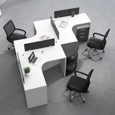 Estação de Trabalho Moderna de Pessoal, Conjunto de Mesa em Forma de L com Estrutura e Painel de Alumínio/Tela/Aço
