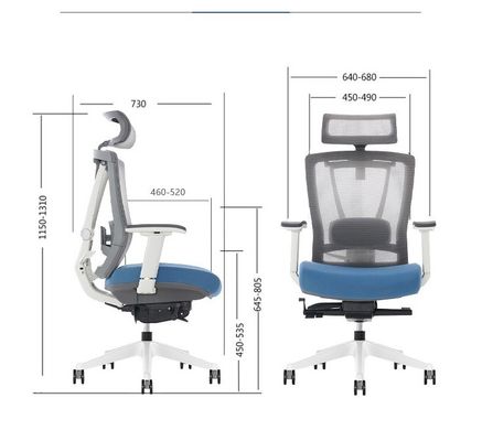 Moderna cadeira de escritório giratória executiva azul e preta para estação de trabalho ergonômica