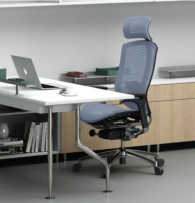 Cadeira de escritório ergonômica de espelho de malha com armação de alumínio e assento confortável