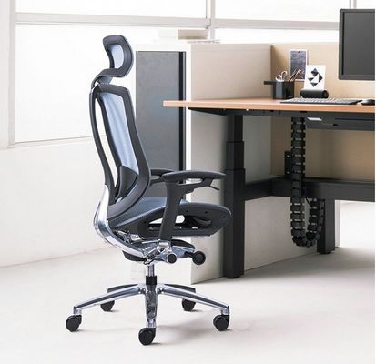 Cadeira de escritório ergonômica de espelho de malha com armação de alumínio e assento confortável